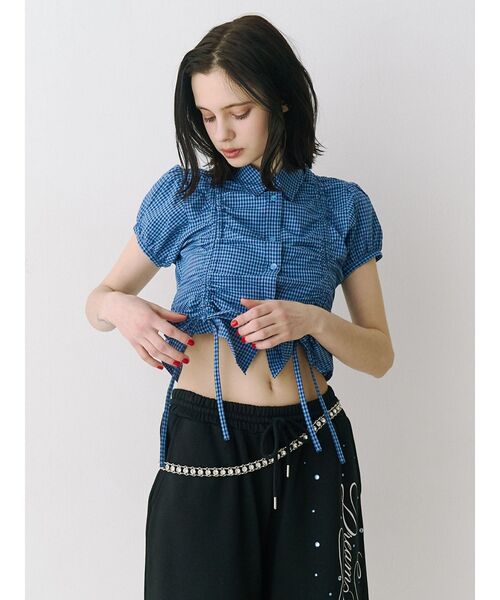 jouetie（ジュエティ）の「ギャザーコンパクトブラウス（シャツ/ブラウス・レディース・ブルー/オフホワイト/ピンク/ボルドー・MEDIUM）」の16枚目の写真