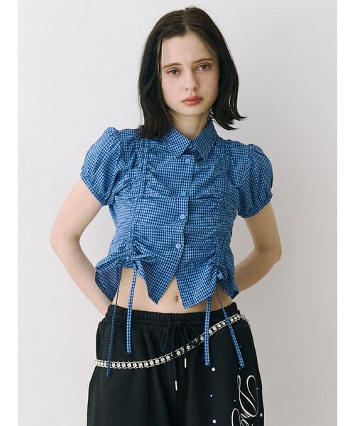 jouetie（ジュエティ）の「ギャザーコンパクトブラウス（シャツ/ブラウス・レディース・ブルー/オフホワイト/ピンク/ボルドー・MEDIUM）」の20枚目の写真