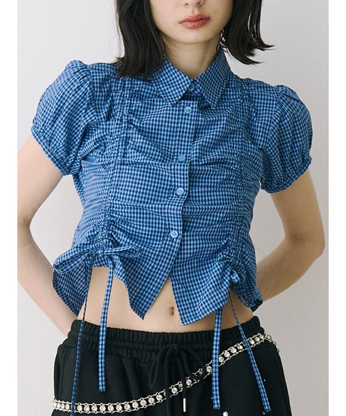 jouetie（ジュエティ）の「ギャザーコンパクトブラウス（シャツ/ブラウス・レディース・ブルー/オフホワイト/ピンク/ボルドー・MEDIUM）」の14枚目の写真