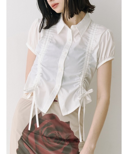 jouetie（ジュエティ）の「ギャザーコンパクトブラウス（シャツ/ブラウス・レディース・ブルー/オフホワイト/ピンク/ボルドー・MEDIUM）」の13枚目の写真