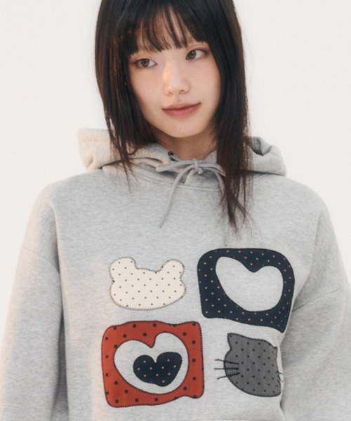 ambler(エムブラー)の「Meow Bear 刺繍フードパーカー AHP1207 (メランジ)(パーカー・レディース・その他・SMALL/LARGE)」の1枚目の写真