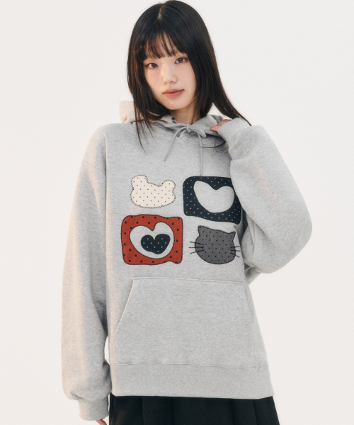 ambler(エムブラー)の「Meow Bear 刺繍フードパーカー AHP1207 (メランジ)(パーカー・レディース・その他・SMALL/LARGE)」の2枚目の写真