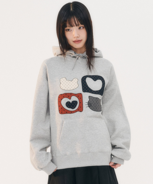 ambler(エムブラー)の「Meow Bear 刺繍フードパーカー AHP1207 (メランジ)(パーカー・レディース・その他・SMALL/LARGE)」の3枚目の写真