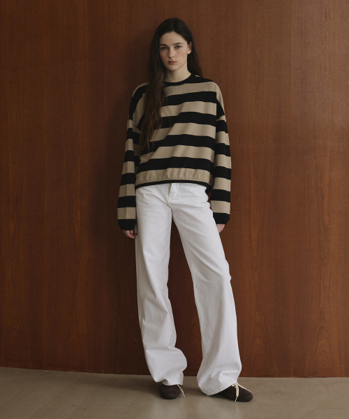 STUDIO&PARC（スタジオアンドパルク）の「Big Striped T-Shirt_Beige（スウェット・レディース・ベージュ・FREE）」の2枚目の写真