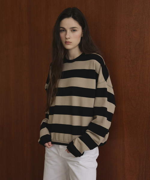 STUDIO&PARC（スタジオアンドパルク）の「Big Striped T-Shirt_Beige（スウェット・レディース・ベージュ・FREE）」の3枚目の写真