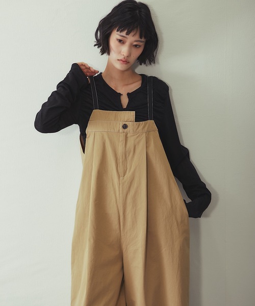 ANOTHER S(アナザーエス)の「綿ツイルアシメサロペット(サロペット/オーバーオール・レディース・ブラック/ベージュ/アイボリー/ブラウン・FREE)」の10枚目の写真