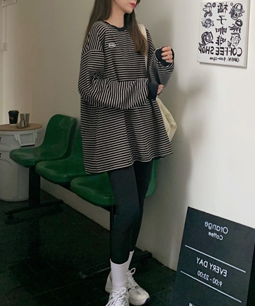 mielu（ミエル）の「ボーダー長袖プルオーバー（Tシャツ/カットソー・レディース・ブラック/アイボリー・LARGE/MEDIUM）」の12枚目の写真