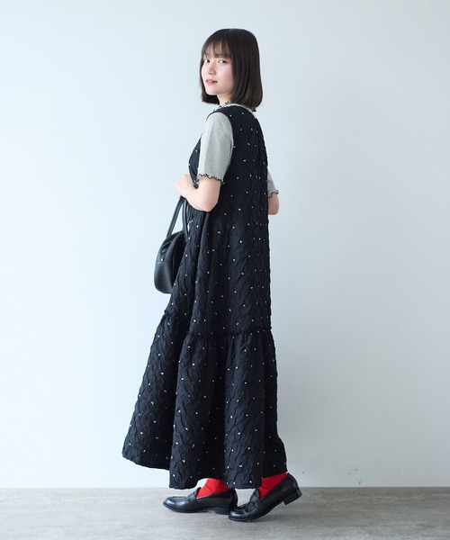 bulle de savon(ビュルデサボン)の「くしゅくしゅ dot ワンピース(ワンピース・レディース・ブラック・FREE)」の4枚目の写真