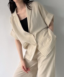 JUNOAH（ジュノア）の「半袖ジャケット+ワイドパンツset（セットアップ）」