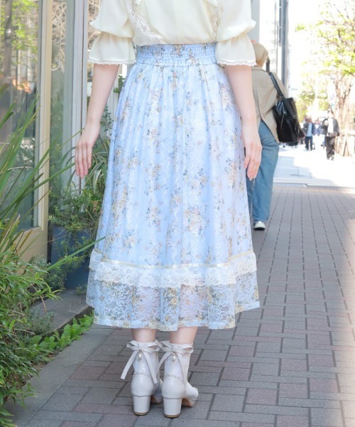 axes femme（アクシーズファム）の「レース×ブーケスカート（スカート・レディース・キナリ/サックスブルー・FREE）」の5枚目の写真