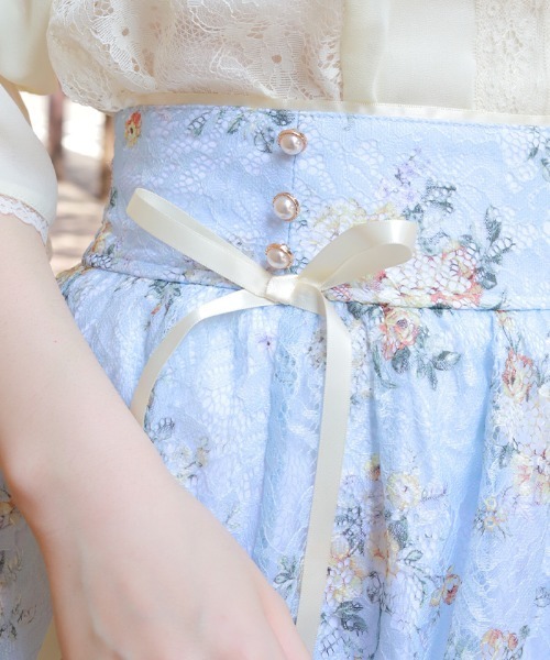 axes femme（アクシーズファム）の「レース×ブーケスカート（スカート・レディース・キナリ/サックスブルー・FREE）」の7枚目の写真