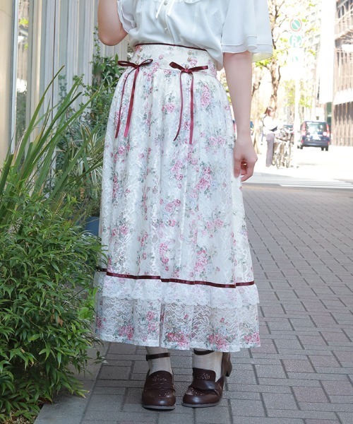axes femme（アクシーズファム）の「レース×ブーケスカート（スカート・レディース・キナリ/サックスブルー・FREE）」の8枚目の写真