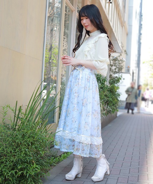 axes femme（アクシーズファム）の「レース×ブーケスカート（スカート・レディース・キナリ/サックスブルー・FREE）」の10枚目の写真