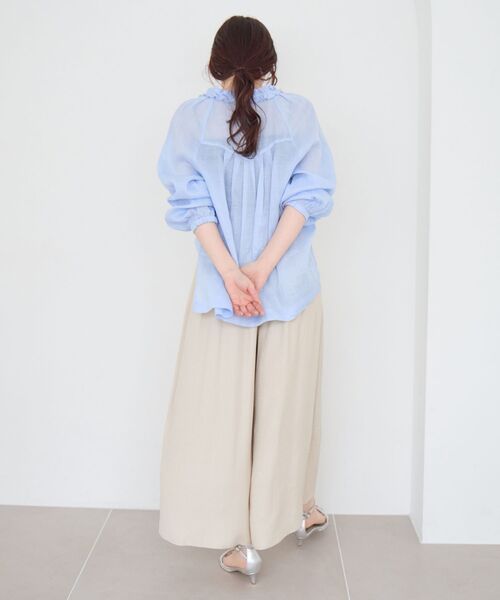 le.coeur blanc(ルクールブラン)の「リネンライクワイドパンツ(その他パンツ・レディース・ライトグリーン/チャコールグレー/モカ・38)」の4枚目の写真