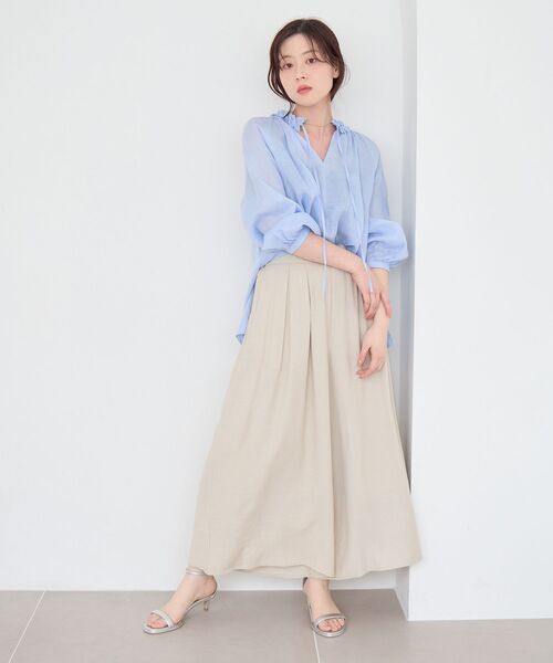 le.coeur blanc(ルクールブラン)の「リネンライクワイドパンツ(その他パンツ・レディース・ライトグリーン/チャコールグレー/モカ/アイボリー・38)」の11枚目の写真