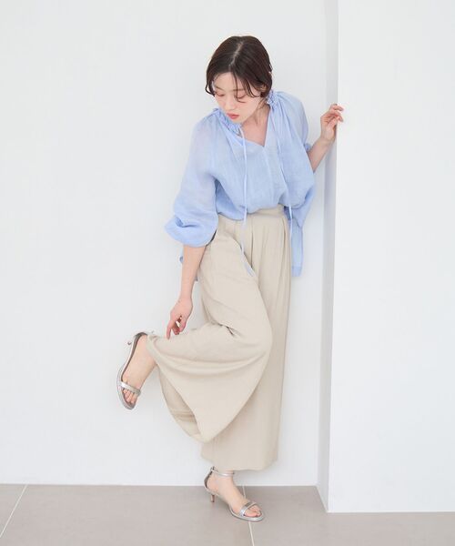 le.coeur blanc(ルクールブラン)の「リネンライクワイドパンツ(その他パンツ・レディース・ライトグリーン/チャコールグレー/モカ/アイボリー・38)」の12枚目の写真