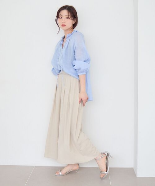 le.coeur blanc(ルクールブラン)の「リネンライクワイドパンツ(その他パンツ・レディース・ライトグリーン/チャコールグレー/モカ/アイボリー・38)」の13枚目の写真