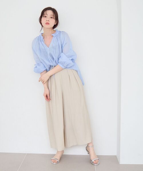 le.coeur blanc(ルクールブラン)の「リネンライクワイドパンツ(その他パンツ・レディース・ライトグリーン/チャコールグレー/モカ/アイボリー・38)」の14枚目の写真