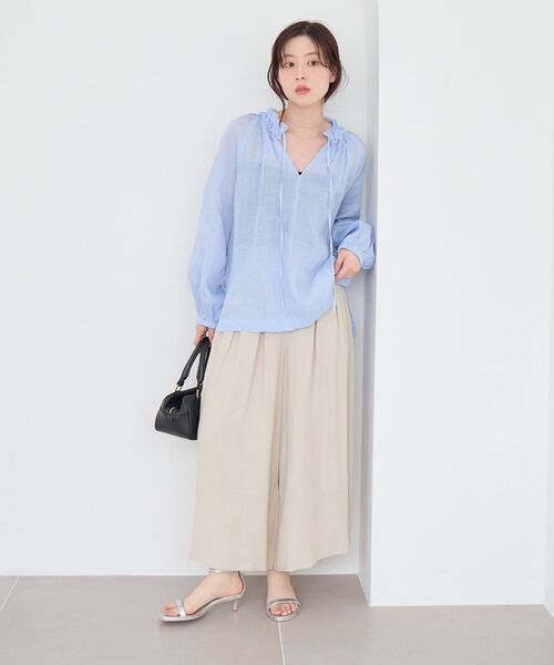 le.coeur blanc(ルクールブラン)の「リネンライクワイドパンツ(その他パンツ・レディース・ライトグリーン/チャコールグレー/モカ/アイボリー・38)」の15枚目の写真