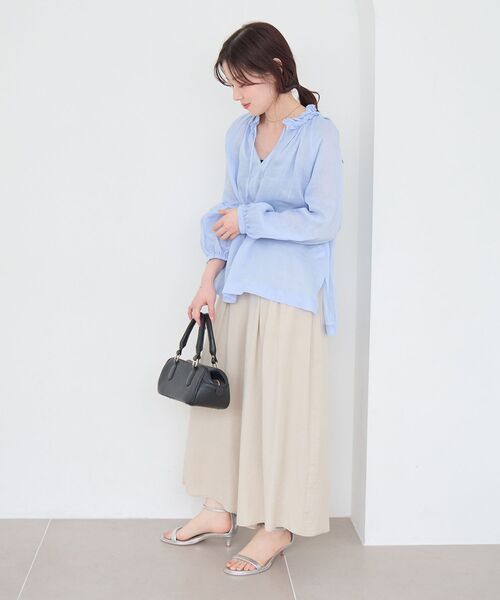 le.coeur blanc(ルクールブラン)の「リネンライクワイドパンツ(その他パンツ・レディース・ライトグリーン/チャコールグレー/モカ/アイボリー・38)」の16枚目の写真