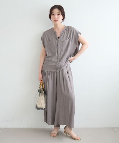 le.coeur blanc(ルクールブラン)の「リネンライクワイドパンツ(その他パンツ・レディース・ライトグリーン/チャコールグレー/モカ/アイボリー・38)」の7枚目の写真