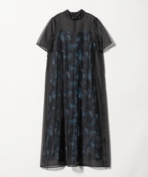 kaene＞フロッキーサテン 2WAY ワンピース ネイビー＜ Select by EMMEL