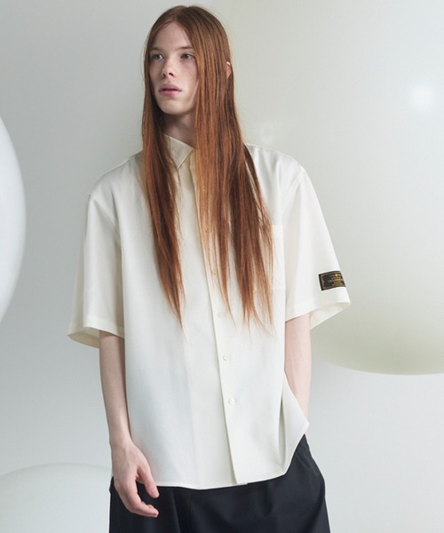 MAISON SPECIAL スクエアカラーシャツブラウス UNISEX》4 Colors Chambray Washable Wool Prime-Over Short Sleeve