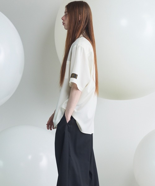MAISON SPECIAL（メゾンスペシャル）の「《UNISEX》4 Colors Chambray Washable Wool Prime-Over Short Sleeve Shirt/4色シャンブレーウォッシャブルウールプライムオーバーショートスリーブシャツ【MAISON SPECIAL/メゾンスペシャル】■セットアップ対応■（シャツ/ブラウス・メンズ・チャコールグレー/グレー/ブラック/ホワイト/ダークブルー・2/1/0）」の13枚目の写真