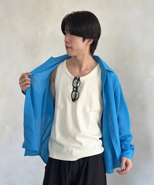 CPCM(シーピーシーエム)の「スパンリブタンクトップ(キャミソール・メンズ・ホワイト/グレー/ブラック・LARGE/MEDIUM)」の2枚目の写真