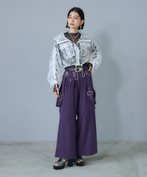 HARE(ハレ)の「【長袖から5分袖まで変化できる】スパンコールレースパーカー(HARE)(マウンテンパーカー・レディース・ブラック/ホワイト/ブルー・FREE)」の4枚目の写真