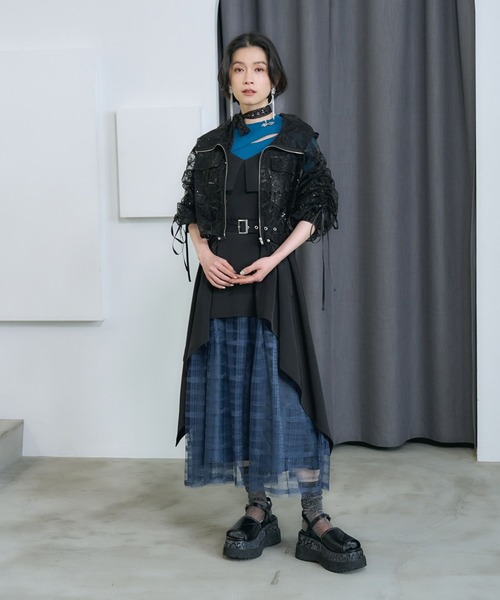 HARE(ハレ)の「【長袖から5分袖まで変化できる】スパンコールレースパーカー(HARE)(マウンテンパーカー・レディース・ブラック/ホワイト/ブルー・FREE)」の6枚目の写真