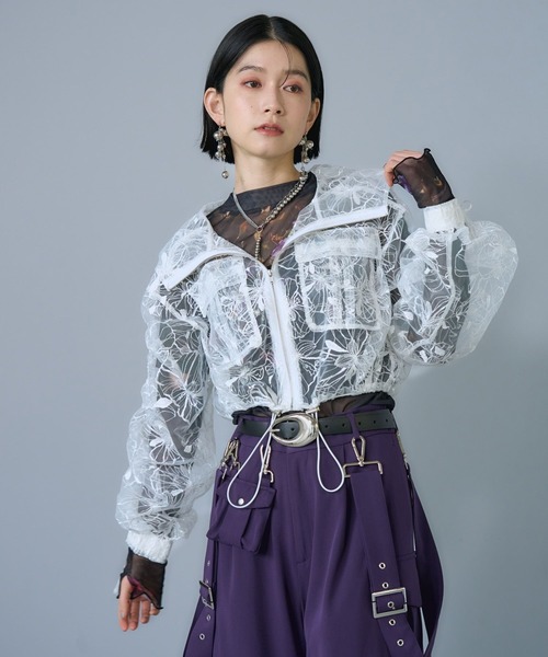 HARE(ハレ)の「【長袖から5分袖まで変化できる】スパンコールレースパーカー(HARE)(マウンテンパーカー・レディース・ブラック/ホワイト/ブルー・FREE)」の10枚目の写真