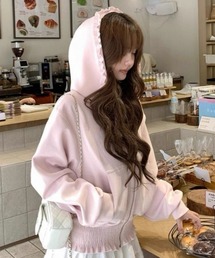 おしゃれスタ（オシャレスタ）の「フリルデザインショートフーディ（パーカー）」