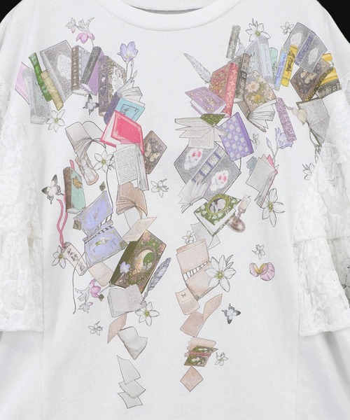 iS ScoLar(イズスカラー)の「562207:おばあちゃんの思い出本棚柄プルオーバー(Tシャツ/カットソー・レディース・ブラック/オフホワイト・M)」の5枚目の写真