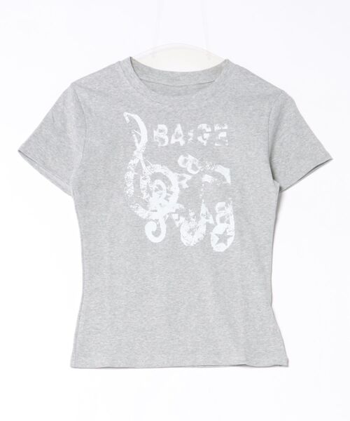 Lis ardent(リスアルダン)の「ヴィンテージライクロゴプリントTシャツ/コンパクト半袖トップス(Tシャツ/カットソー・レディース・ブラック/グレー・M)」の10枚目の写真