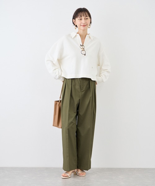 ROPE' PICNIC(ロペピクニック)の「タックデザインチノパンツ/UVカット(チノパンツ・レディース・カーキ/ベージュ/オフホワイト・L/M)」の4枚目の写真