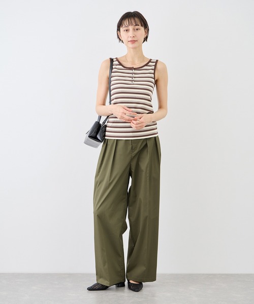 ROPE' PICNIC(ロペピクニック)の「タックデザインチノパンツ/UVカット(チノパンツ・レディース・カーキ/ベージュ/オフホワイト・L/M)」の7枚目の写真
