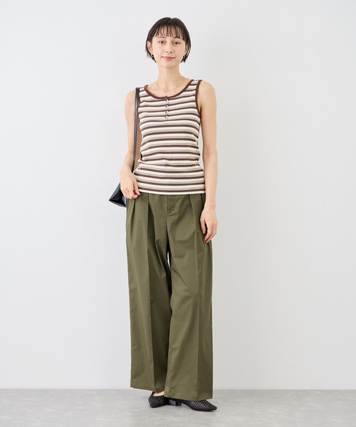 ROPE' PICNIC(ロペピクニック)の「タックデザインチノパンツ/UVカット(チノパンツ・レディース・カーキ/ベージュ/オフホワイト・L/M)」の8枚目の写真