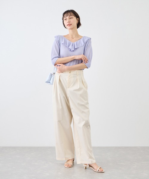 ROPE' PICNIC(ロペピクニック)の「タックデザインチノパンツ/UVカット(チノパンツ・レディース・カーキ/ベージュ/オフホワイト・L/M)」の16枚目の写真
