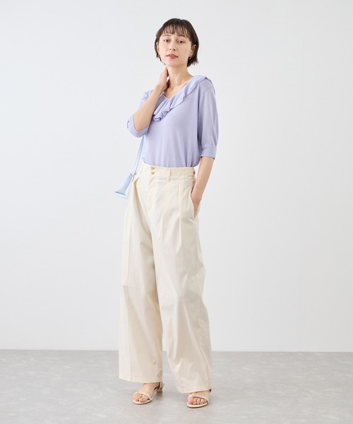 ROPE' PICNIC(ロペピクニック)の「タックデザインチノパンツ/UVカット(チノパンツ・レディース・カーキ/ベージュ/オフホワイト・L/M)」の17枚目の写真