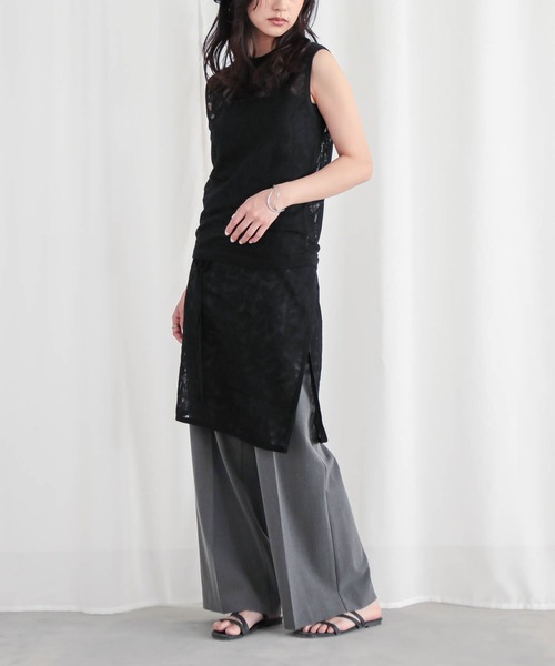 for/c(フォーシー)の「レースニットノースリーブトップス【サスティナブル】(その他トップス・レディース・オフホワイト/ブラック・L/M)」の16枚目の写真