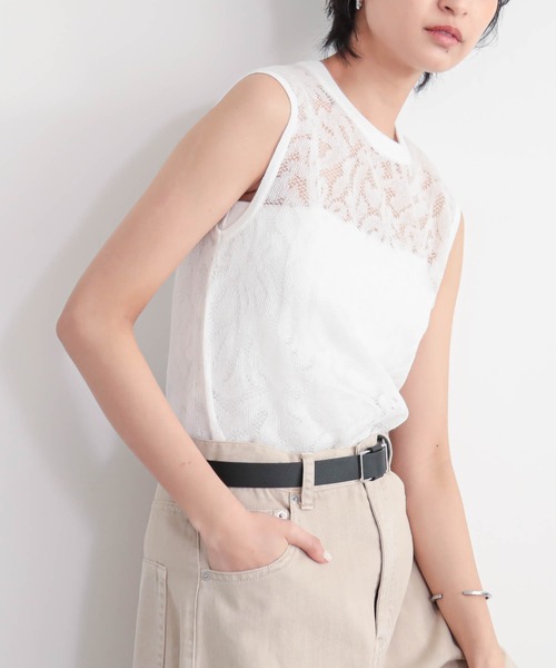 for/c(フォーシー)の「レースニットノースリーブトップス【サスティナブル】(その他トップス・レディース・オフホワイト/ブラック・L/M)」の20枚目の写真
