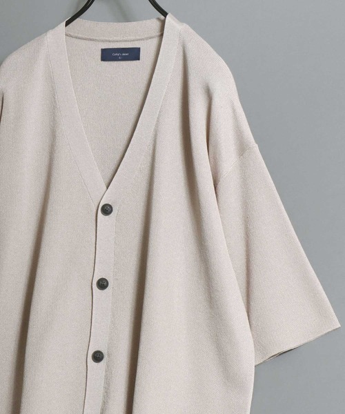 セール】Cooling Half-Sleeve Knit Cardigan (Solid/Check Pattern
