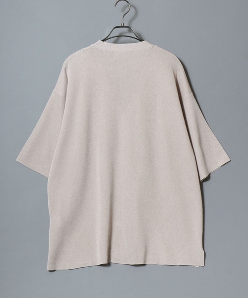 ANPAS(アンパス)の「Cooling Half-Sleeve Knit Cardigan (Solid/Check Pattern) / 接触冷感 ムジ&チェック 五分袖 ニットVカーデ メンズ サマーカーディガン シンプル 5分袖 半袖 ビッグシルエット オーバーサイズ(カーディガン/ボレロ・メンズ・グレイッシュベージュ/ブラック/サックスブルー/ブラック系その他/グレー系その他/ベージュ系その他/ブルー系その他・M/L)」の16枚目の写真