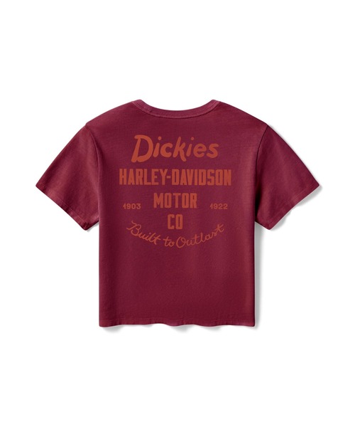 Harley-Davidson（ハーレーダビッドソン）の「Dickies(R) x H-D(R)Built to Outlast ボクシーフィットティー（Tシャツ/カットソー・レディース・レッド系その他・SMALL/X-SMALL）」の2枚目の写真