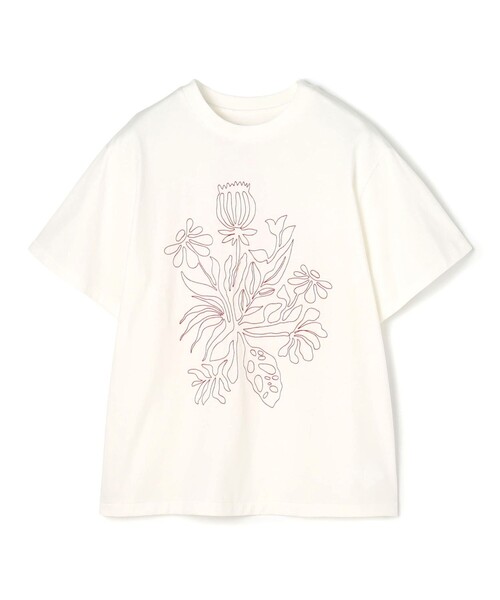 MACPHEE（マカフィー）の「ボタニカルエンブロイダリー Tシャツ（Tシャツ/カットソー・レディース・ホワイト/ブラック・S）」の2枚目の写真