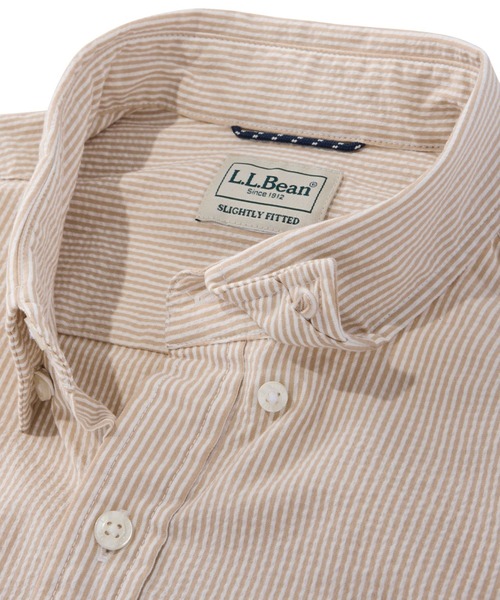 L.L.Bean(エルエルビーン)の「コンフォート・ストレッチ・パフォーマンス・シアサッカー・シャツ、半袖 スライトリー・フィット ストライプ 米国フィット・レギュラー(シャツ/ブラウス・メンズ・ネイビー/ブルー/カーキブラウン・SMALL/LARGE/MEDIUM)」の4枚目の写真
