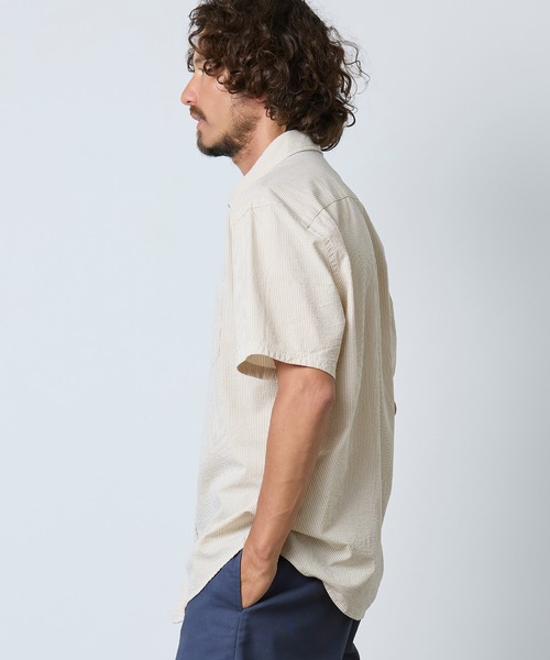 L.L.Bean(エルエルビーン)の「コンフォート・ストレッチ・パフォーマンス・シアサッカー・シャツ、半袖 スライトリー・フィット ストライプ 米国フィット・レギュラー(シャツ/ブラウス・メンズ・ネイビー/ブルー/カーキブラウン・SMALL/LARGE/MEDIUM)」の14枚目の写真