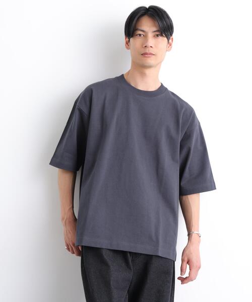 NANO universe(ナノユニバース)の「ヘビーウェイトTシャツ 半袖(Tシャツ/カットソー・メンズ・ブルーグリーン/ホワイト/ブラウン/スミクロ・L/M)」の1枚目の写真