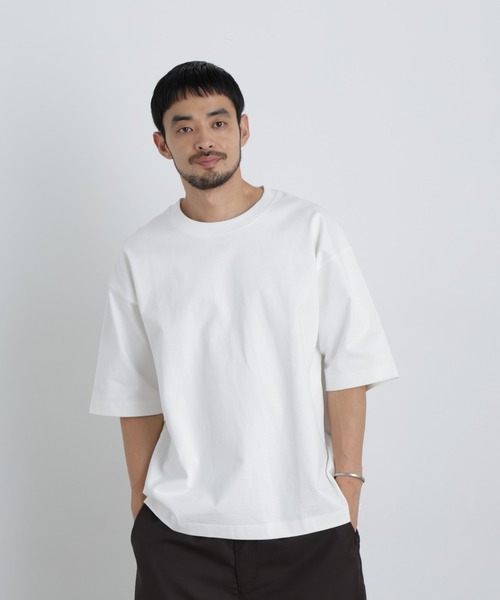 NANO universe(ナノユニバース)の「ヘビーウェイトTシャツ 半袖(Tシャツ/カットソー・メンズ・ブルーグリーン/ホワイト/ブラウン/スミクロ・L/M)」の7枚目の写真